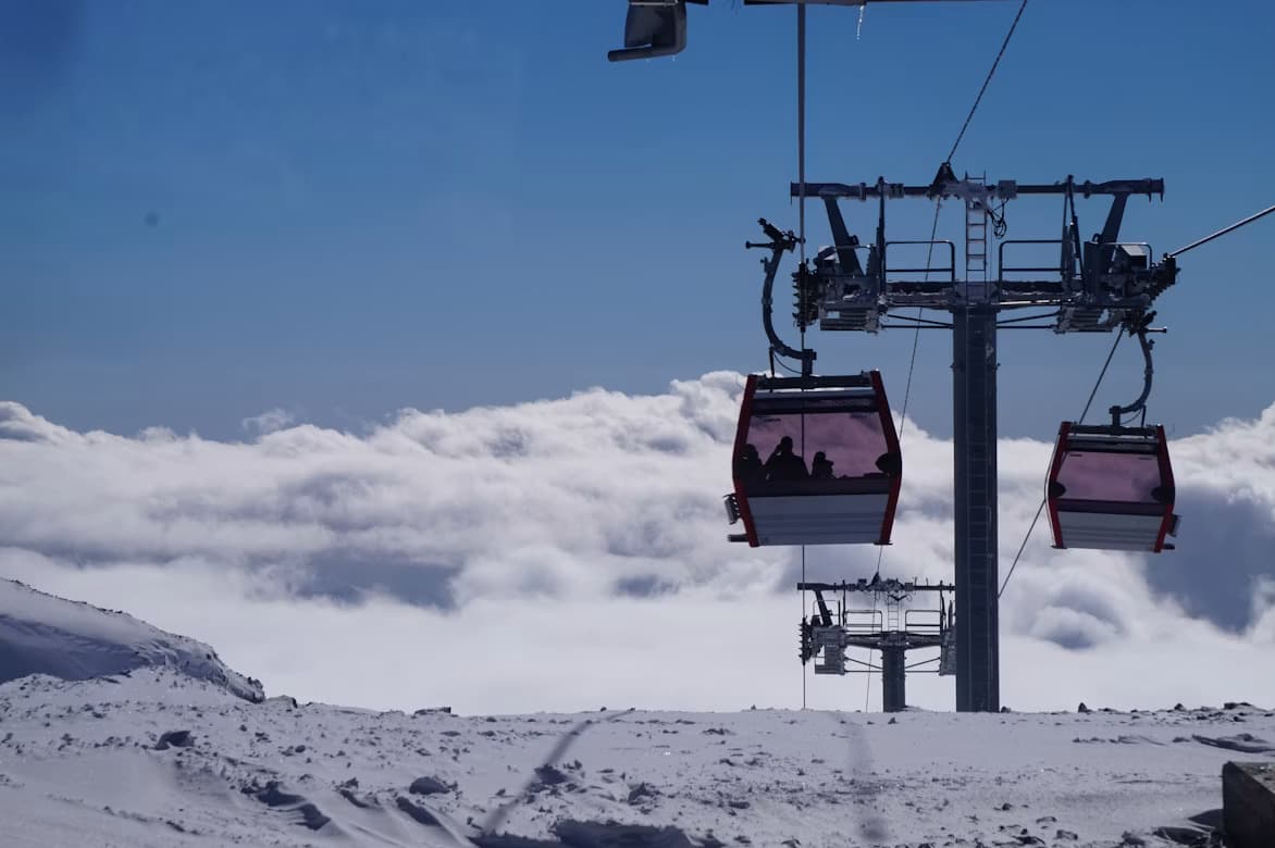 Gudauri gondola above the clouds